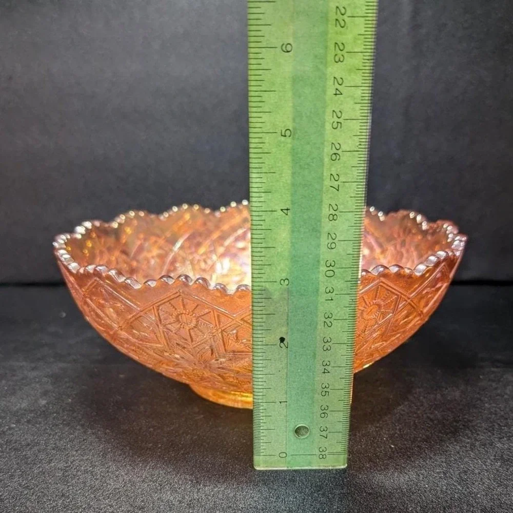 Imperial Hattie Marigold Carnival Glass Bowl, Glassware, Iridescent Centerpiece‎